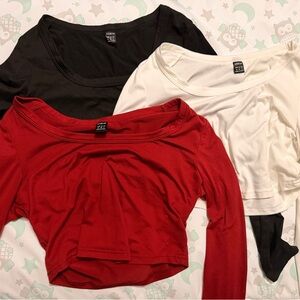 Shein Women's Crop Tops - Black, White, Red